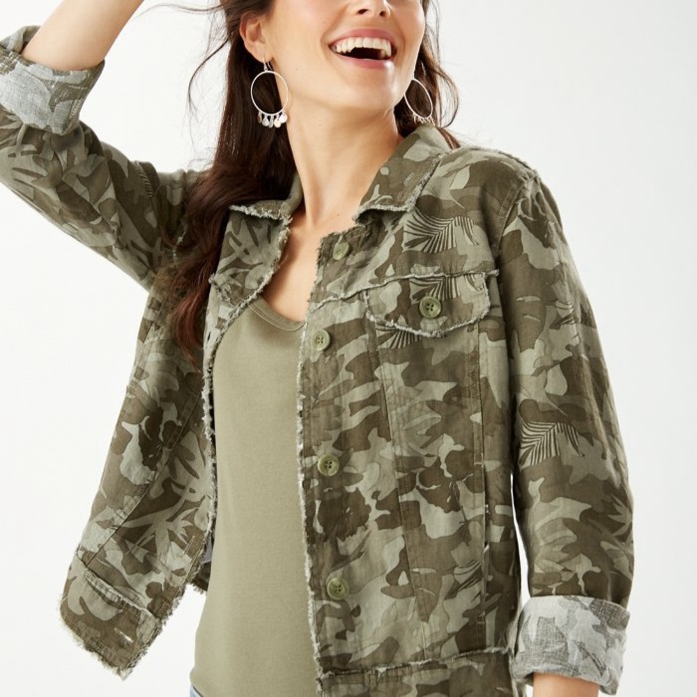 Two Palms Linen Raw Edge Camo Canyon Jacket
